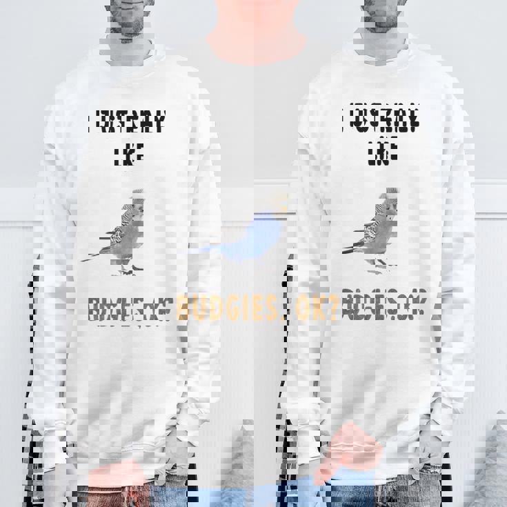 青いセキセイインコ、面白いことわざ、楽しい、セキセイインコ スウェットシャツ 高齢者への贈り物