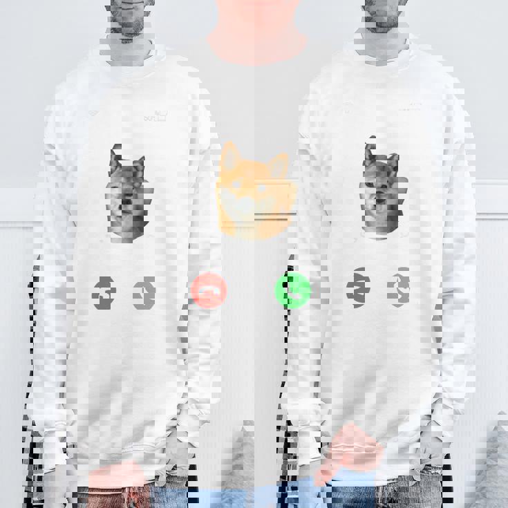 面白いtシャツ 柴犬 着信 イヌ わんこ メンズ 犬好き グッズ かわいい おもしろ 面白い 服 ネタ 長袖tシャツ スウェットシャツ 高齢者への贈り物