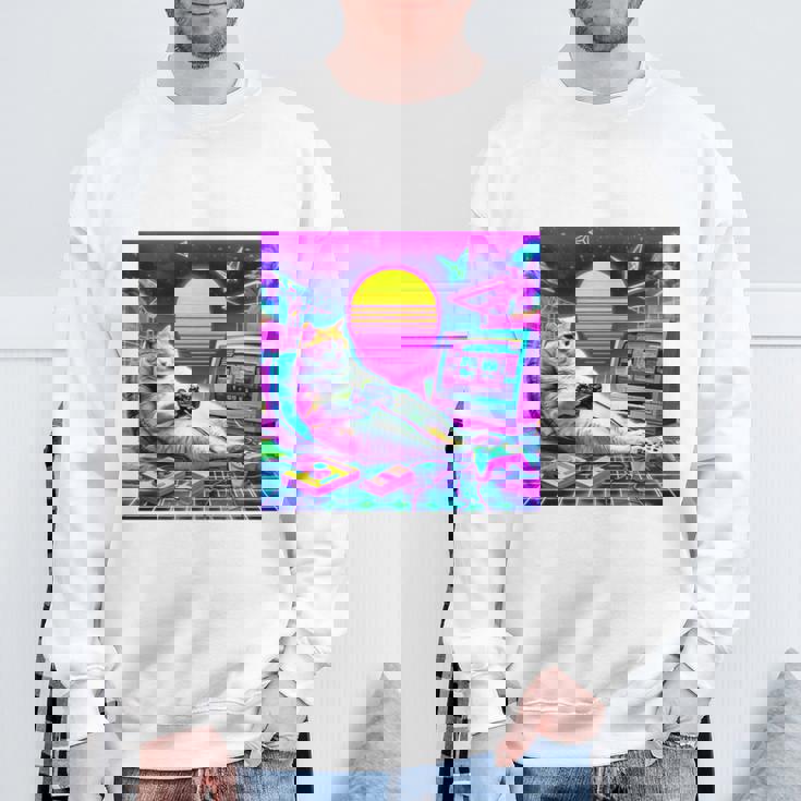 面白いtシャツ 猫 ゲーム ネコ ゲーマー メンズ 猫好き グッズ かわいい おもしろ 面白い 服 ネタ 長袖tシャツ スウェットシャツ 高齢者への贈り物