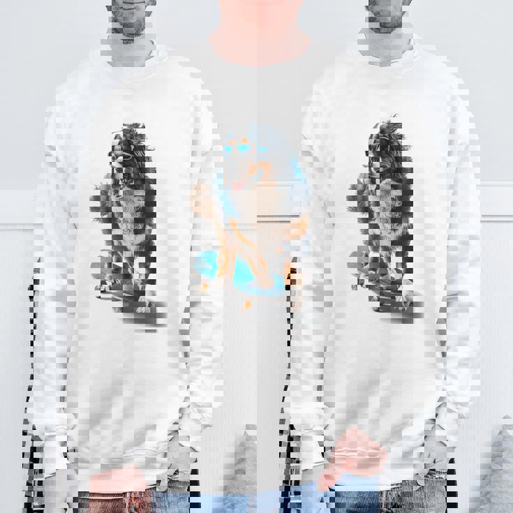 面白いスケートボード バーニーズマウンテンドッグ スケーター スケートグラフィック スウェットシャツ 高齢者への贈り物