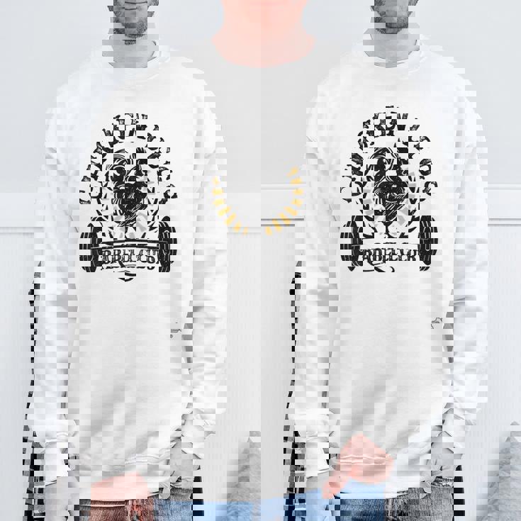 面白いチキンレッグバーベルワークアウトジム。 スウェットシャツ 高齢者への贈り物