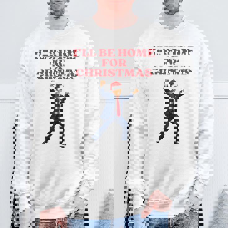 面白いトランプサンタハット、クリスマスに家に帰るよ 長袖tシャツ スウェットシャツ 高齢者への贈り物