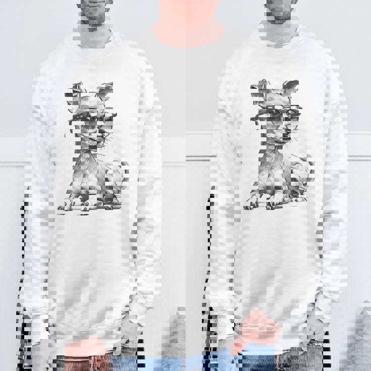 面白いミニチュアピンシャードッグミニピンサングラスデザイン。 スウェットシャツ 高齢者への贈り物