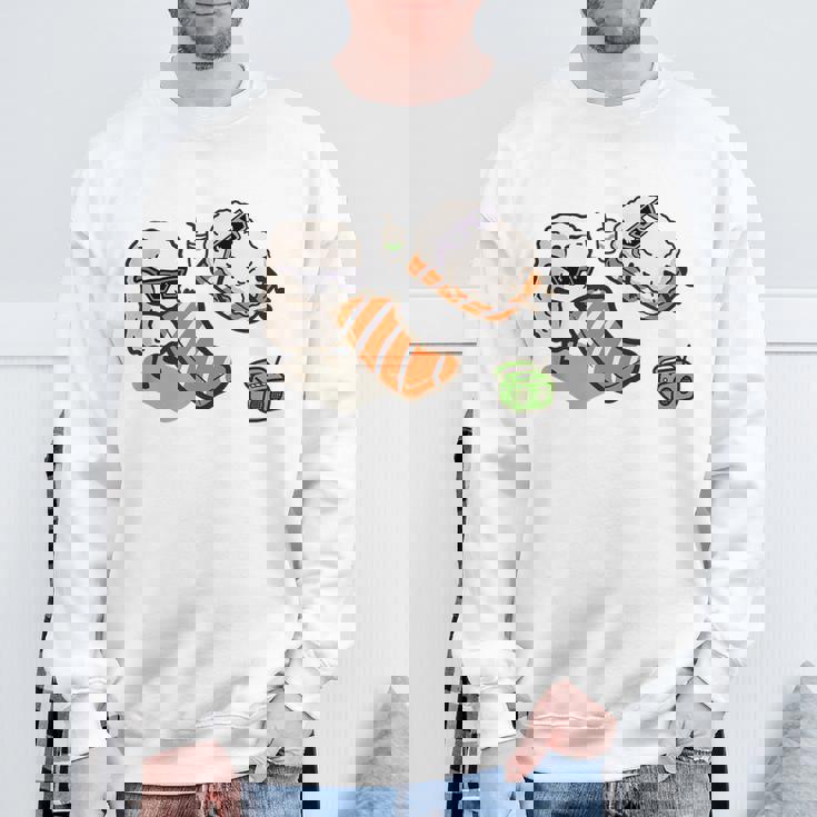 面白い寿司 ビーチで日光浴 スウェットシャツ 高齢者への贈り物