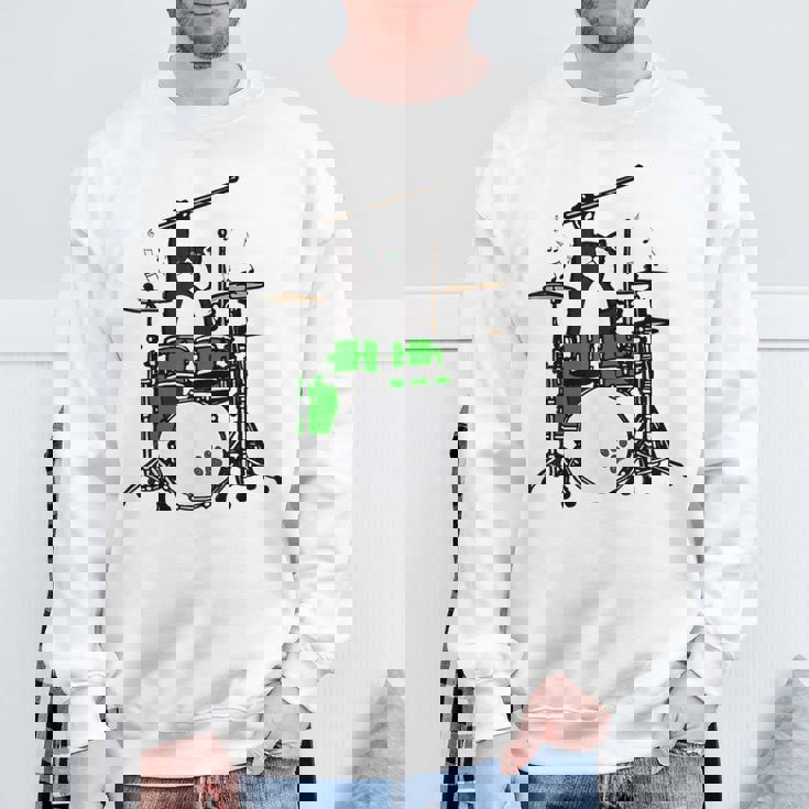 面白い猫 ドラム 猫 ドラマー 面白い ドラム 猫 スウェットシャツ 高齢者への贈り物