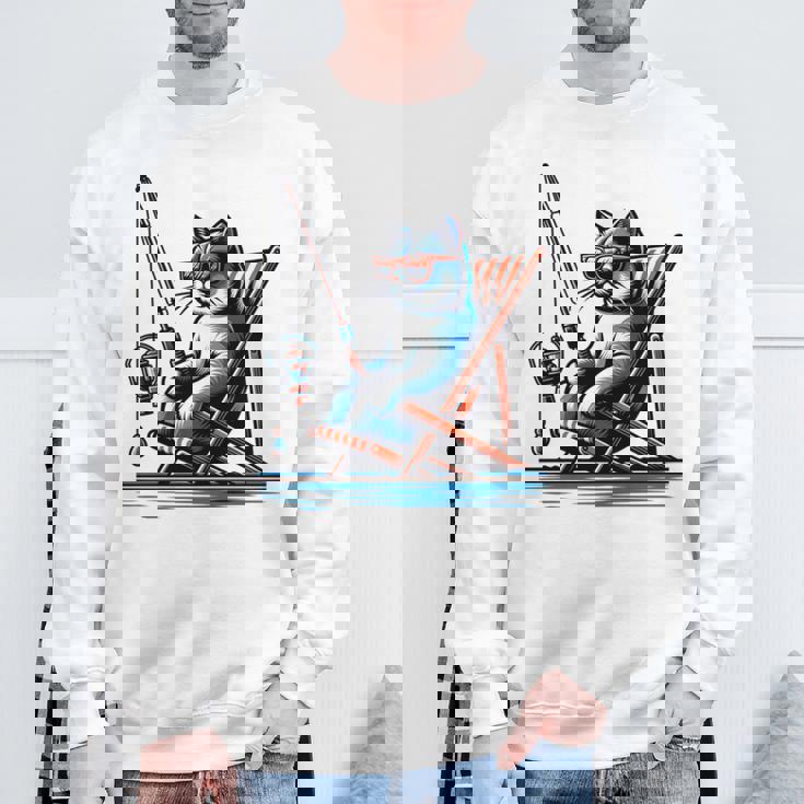 面白い釣り猫ロッドとリール Lets Go 釣り 猫釣り 長袖tシャツ スウェットシャツ 高齢者への贈り物