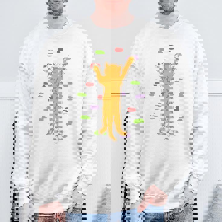 面白くてかわいいボルダーロッククライミングキャット背中にプリント スウェットシャツ 高齢者への贈り物