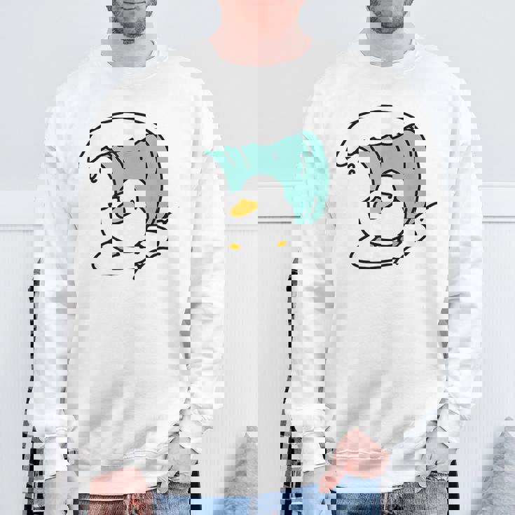 面白くてかわいい小さなアヒルが波をキャッチ。 スウェットシャツ 高齢者への贈り物