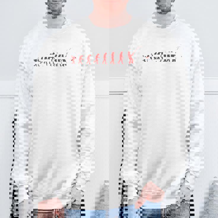 類人猿から漁師への釣りの進化 スウェットシャツ 高齢者への贈り物