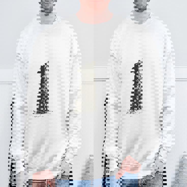 飼い主を見ているボーダーコリー 農場の犬 スウェットシャツ 高齢者への贈り物