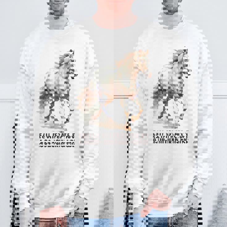 馬の水彩画、乗馬、優雅な高速ランニング馬 スウェットシャツ 高齢者への贈り物