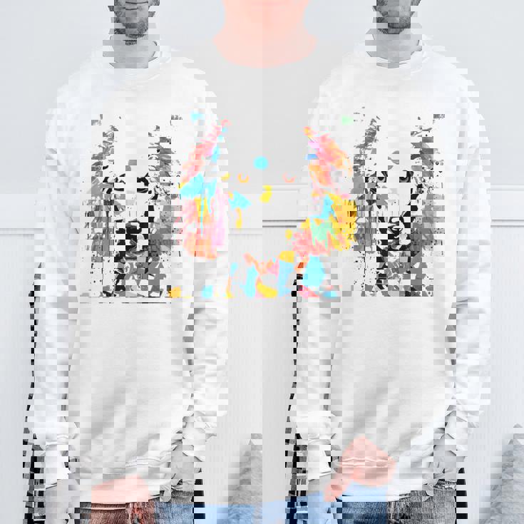 鮮やかな犬のアート スプラッシュカラー 抽象画 スウェットシャツ 高齢者への贈り物