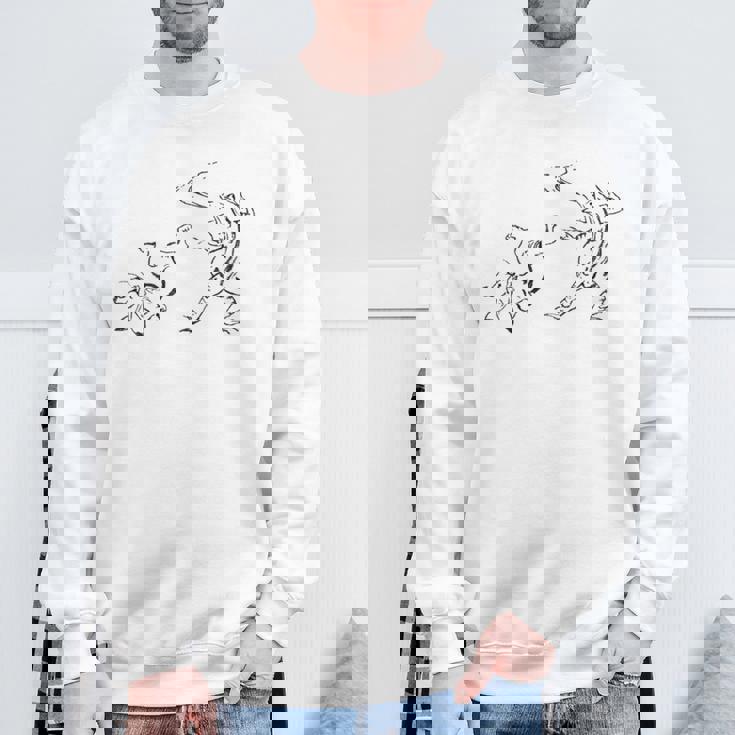 鳥獣戯画《蛙と兎・相撲》かえる うさぎ【日本・世界の名画】日本画 和柄 美術館アート 長袖tシャツ スウェットシャツ 高齢者への贈り物