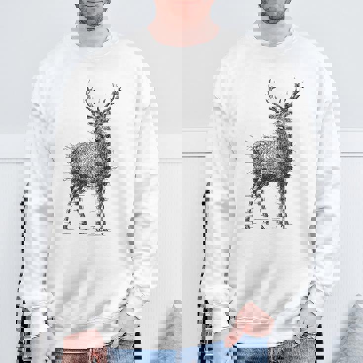 鹿 絵 グラフィック 動物 アート モチーフ 鹿 スウェットシャツ 高齢者への贈り物