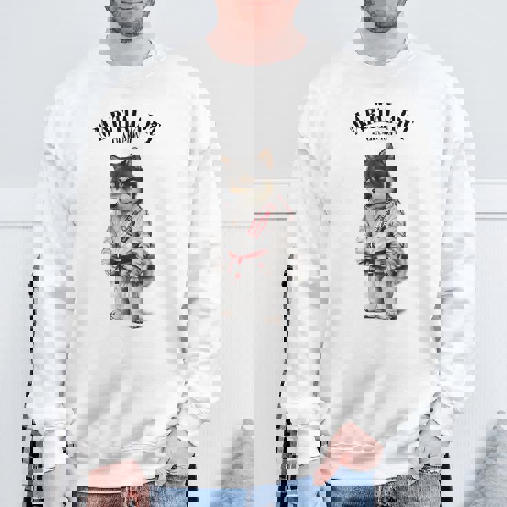 黒柴犬 柔道空手マスター 白柔道師 スウェットシャツ 高齢者への贈り物