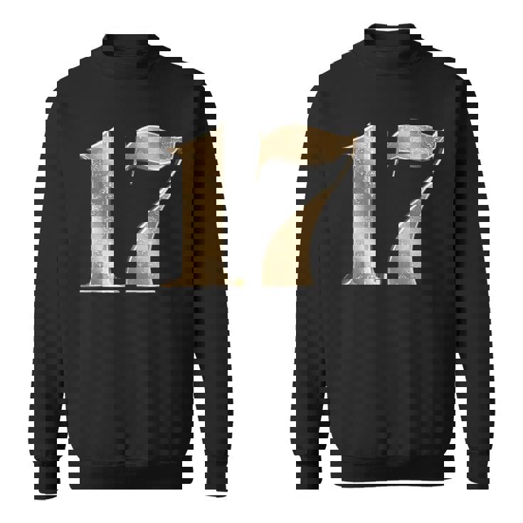 17 セブンティーン 誕生日 お気に入り 数字 フルール・ド・リス デザイン スウェットシャツ