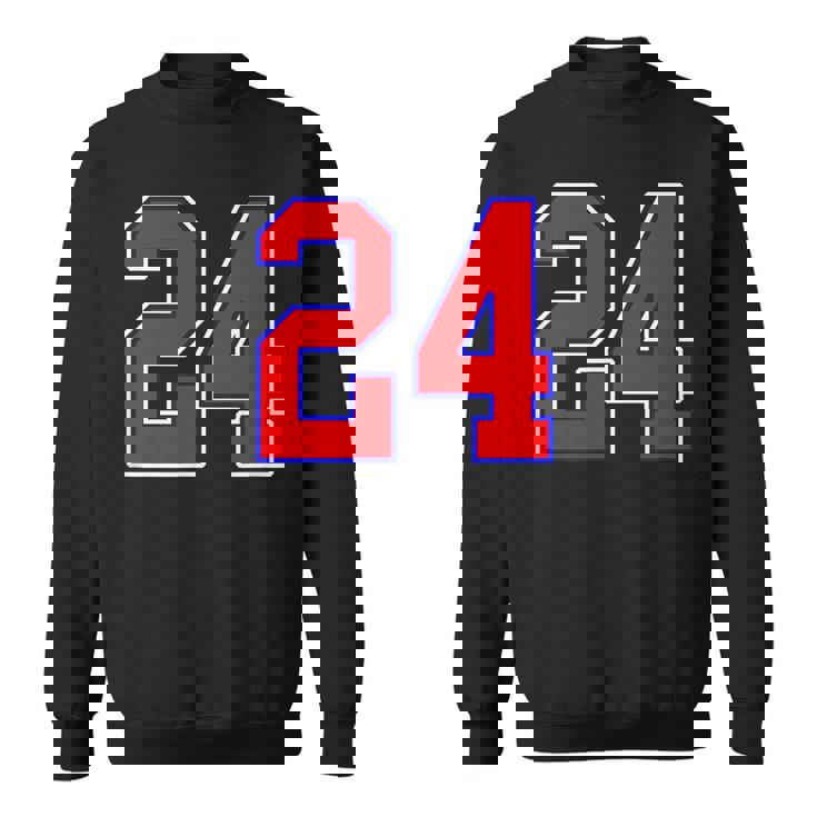 24番の大学スポーツスタイル。レッド、ブルー、ホワイト。 スウェットシャツ
