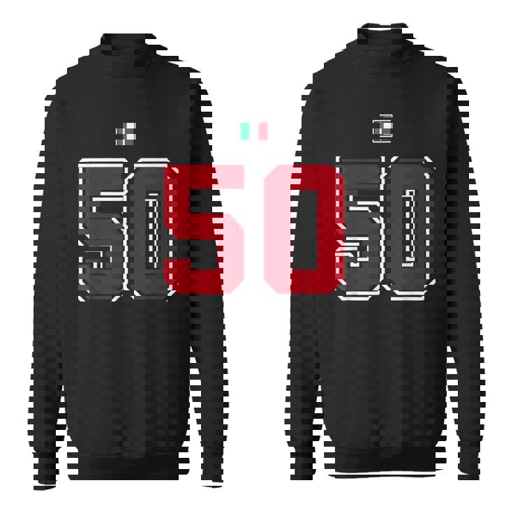 50 ナンバー カレッジスタイル ヴィンテージ 赤 白 イタリア国旗 スウェットシャツ