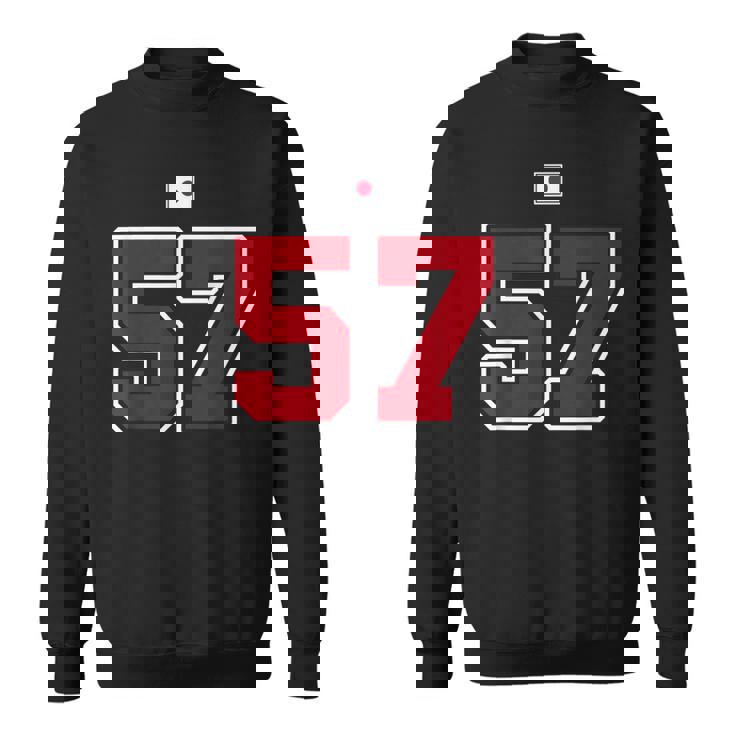 57 ナンバー カレッジスタイル ヴィンテージ 赤 白 日本国旗 スウェットシャツ