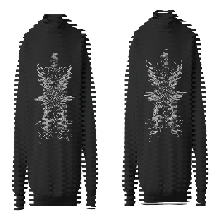 Alt Cross ゴシック スカル 聖書的に正確な大天使の翼 スウェットシャツ
