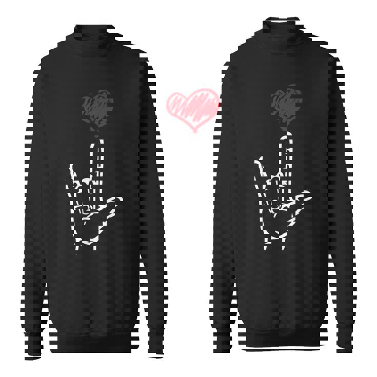 Asl I Love You Hand Heart アメリカ手話 スウェットシャツ