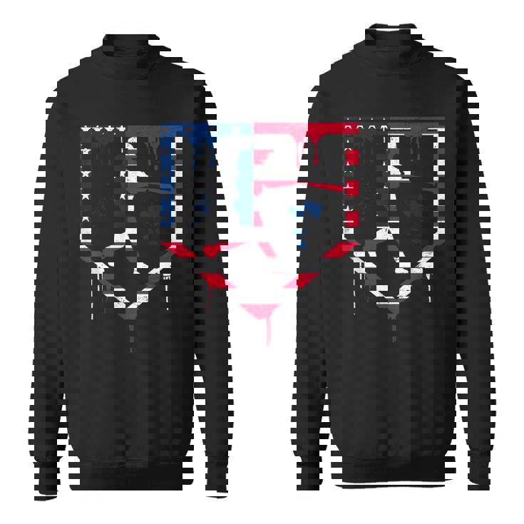 Baseball Drip American Flag Bat 4Th Of July Patriotic Boys Sweatshirt