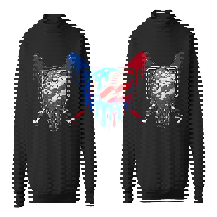 Baseball Drip Boys Dripping Ice Cream Baseball American Flag Sweatshirt