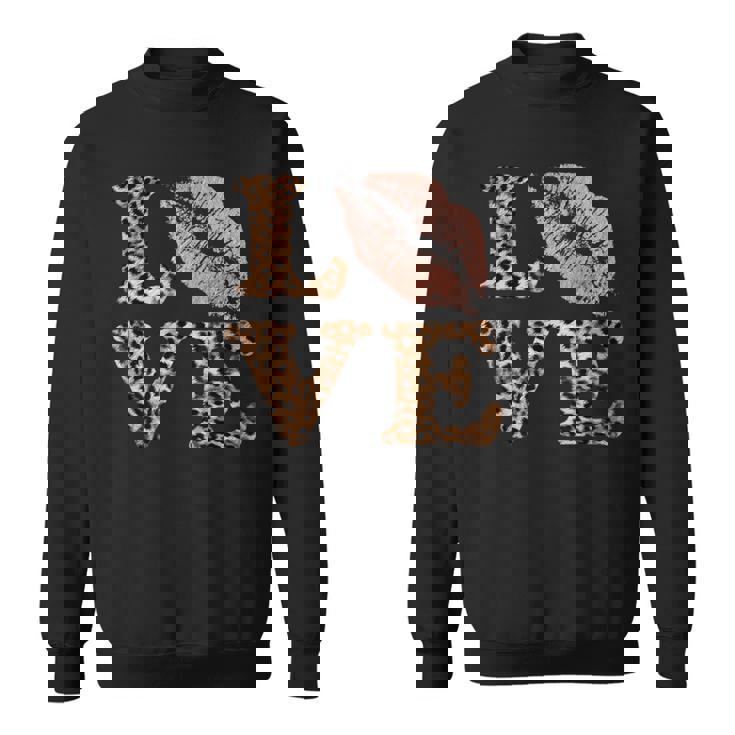 Big Lips Love ヒョウ柄 文字 ピンク 唇 バレンタイン ラブ スウェットシャツ