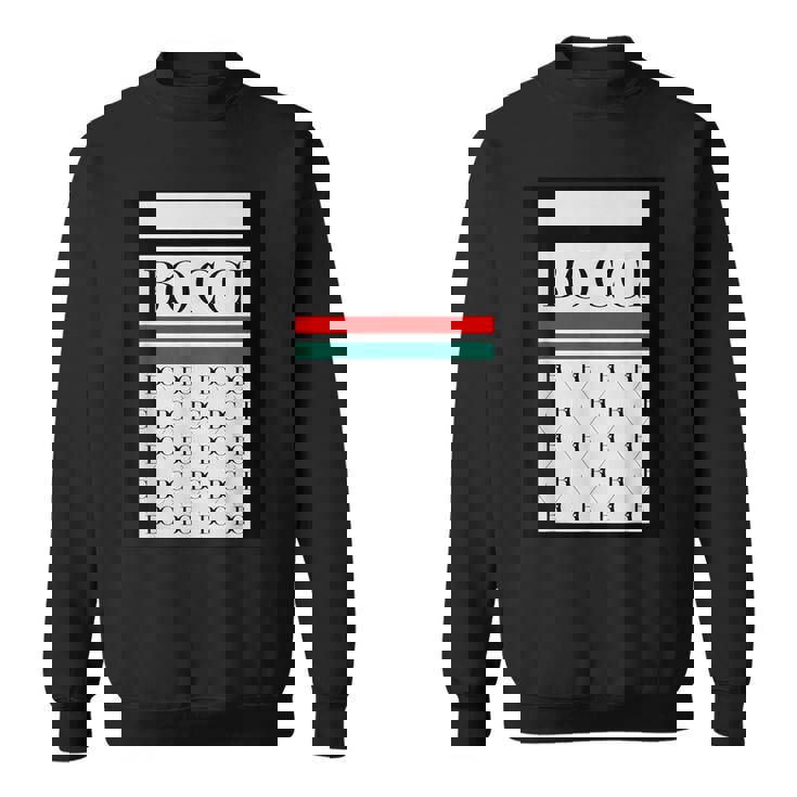 Bocci ぼっち ロゴ 総柄 緑 赤 イタリア国旗風【変なデザイン屋さん】陰キャ オタク ブランド パロディ 面白 スウェットシャツ