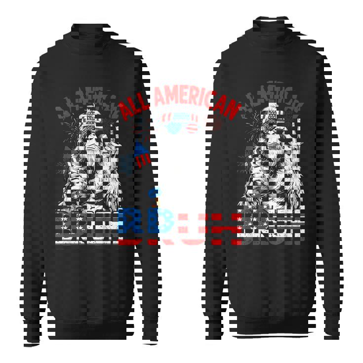 Bruh Bigfoot Merica Rock American Flag Patriotic 4Th Of July Sweatshirt