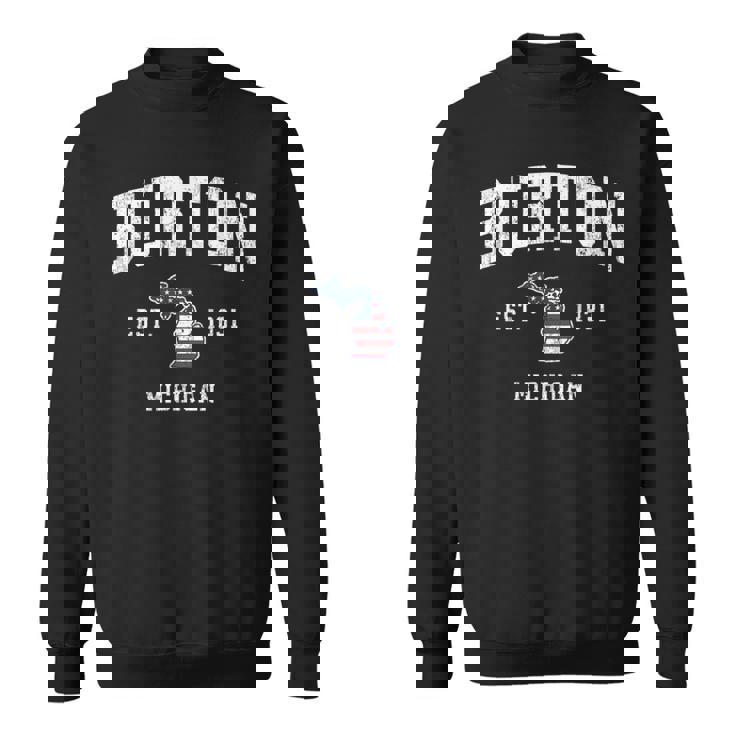 Burton Michigan Mi ヴィンテージ アメリカ国旗 スポーツデザイン スウェットシャツ