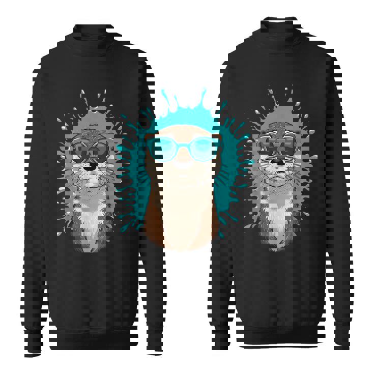 Chill Otteribes 面白いカワウソサングラスデザイン スウェットシャツ