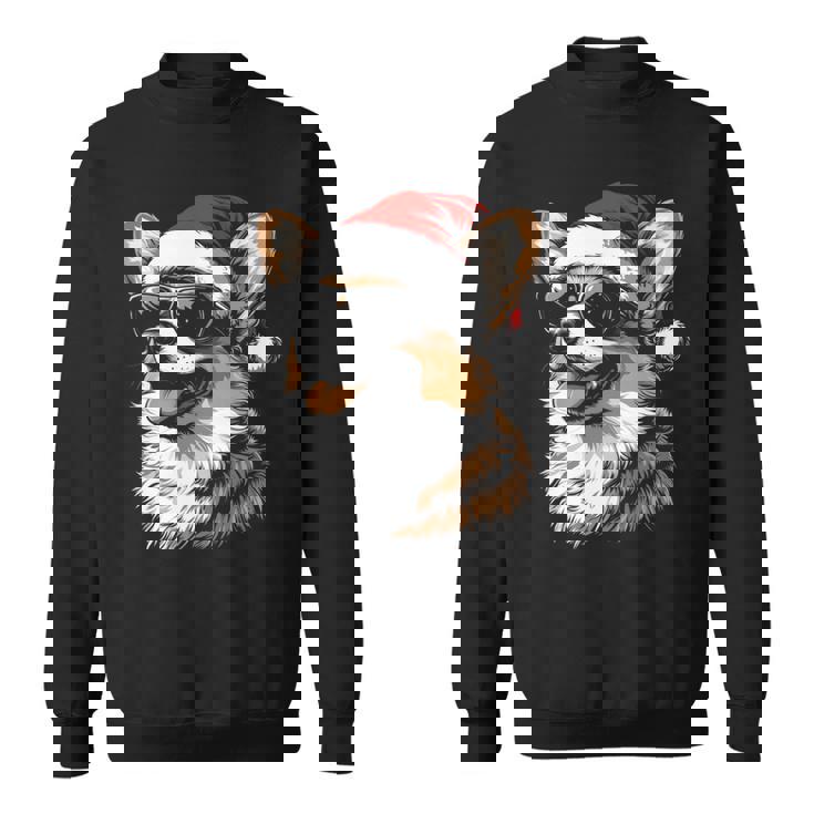 Corgi サンタハット 面白い かわいい 犬 ママ お父さん クリスマス 長袖tシャツ スウェットシャツ