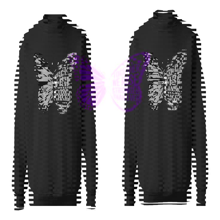 Crohns Awareness Together We Rise パープルリボン バタフライ スウェットシャツ