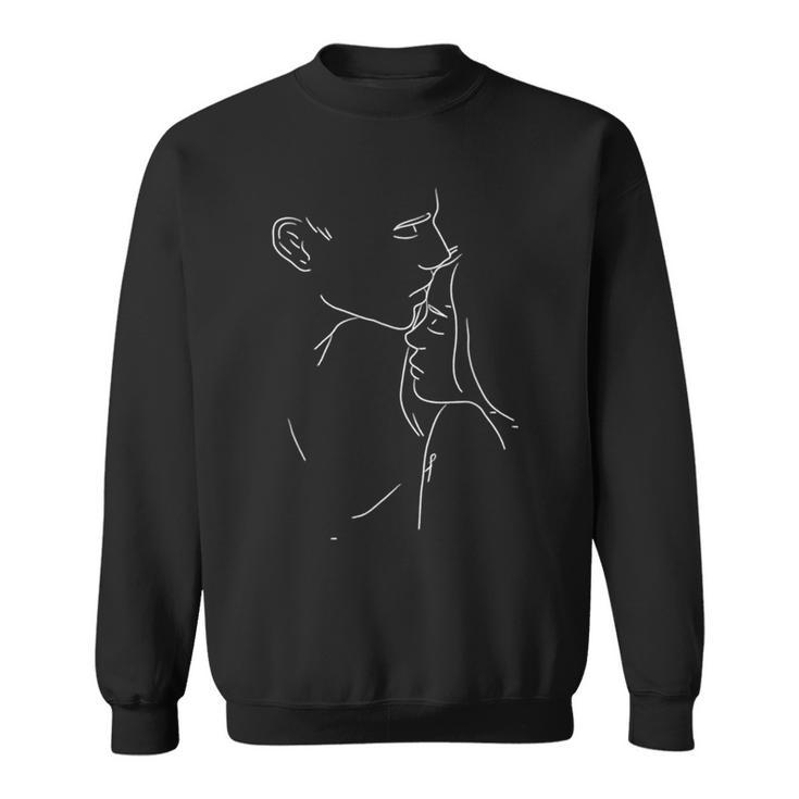 Dibujo Artístico Pareja Besándose Amor Look Pareja Camisa de entrenamiento