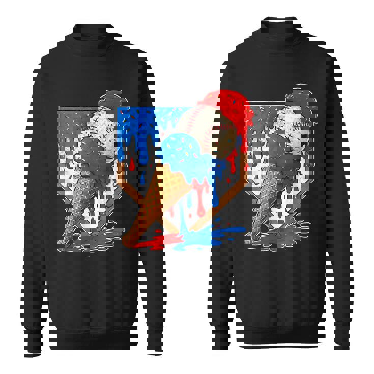 Distressed Baseball Boys Ice Cream Drip Baseball Boys Youth Sweatshirt