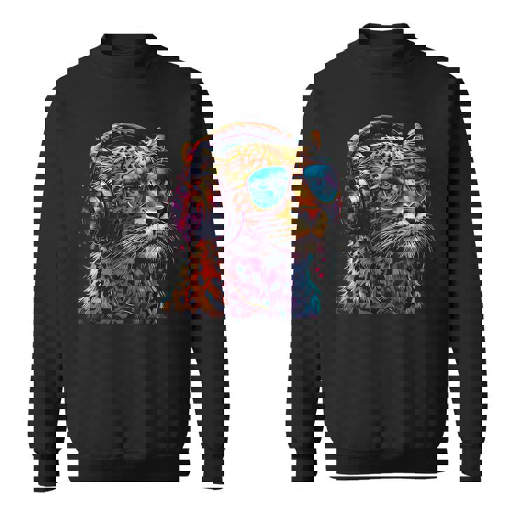 Dj Leopard Edm テクノハウス ダンスクラブ 音楽ヘッドフォン スウェットシャツ