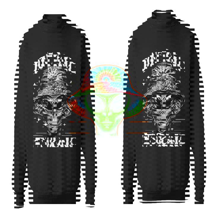 Don't Panic It's Organic Alien Ufo 面白いプリント スウェットシャツ