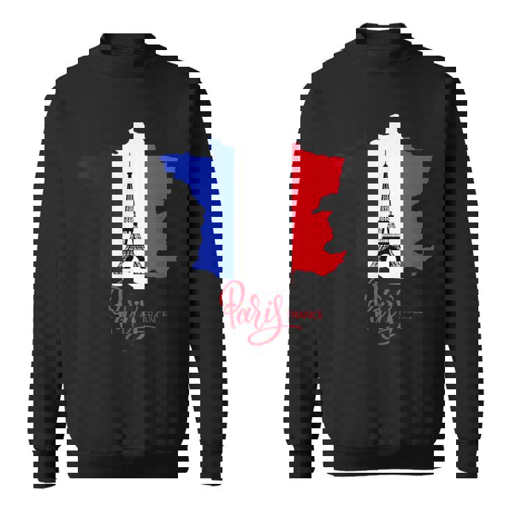 Enjoy Travel Paris France Flag & Eiffel Tower Graphic スウェットシャツ