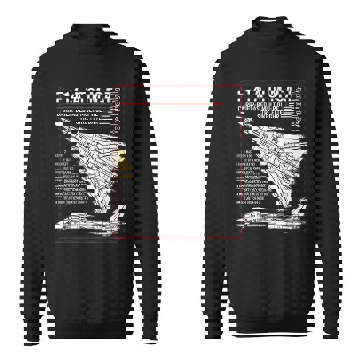 F-14 Tomcat Us American Carrier航空機 ブループリント スウェットシャツ