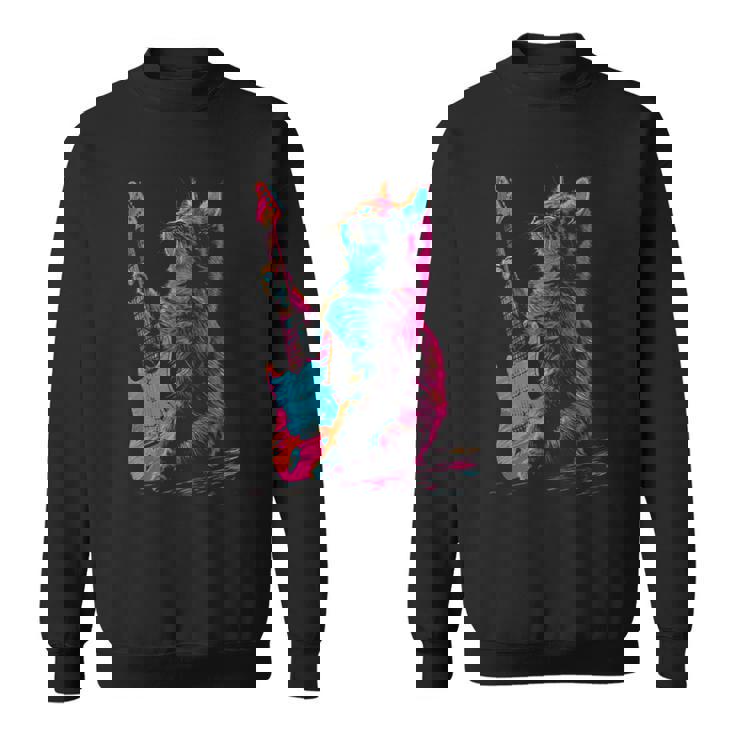 Feline Groove ロックギター 猫デザイン 音楽愛好家向け スウェットシャツ