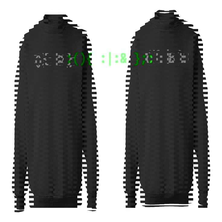 Fork Bomb Bash Hacker Command グリーンテキストデザイン スウェットシャツ