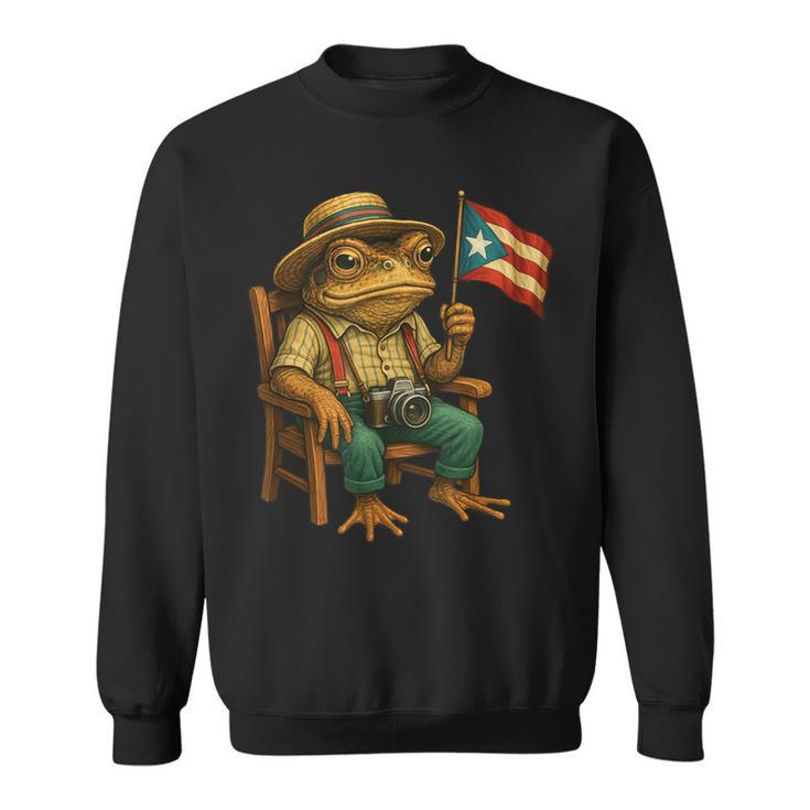Coqui Frog Puerto Rico Flag Taino Boricua Hispanic Sweatshirt