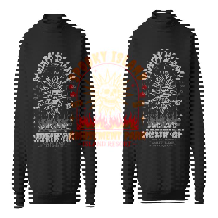 Halloween Spooky Island Est 2002 Amusement Park Skull Sweatshirt