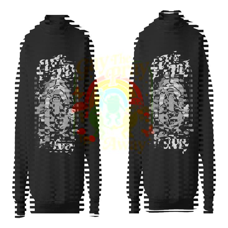 Gay The Pray Away レインボー 面白い ミーム カエル Lgbt プライド Lgbtq スウェットシャツ