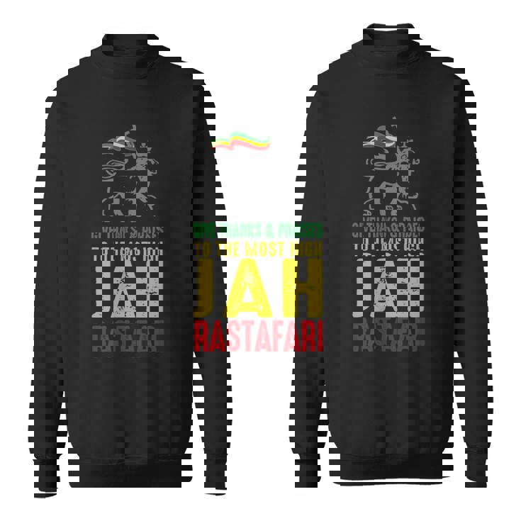 Give Thanks & Praises Jah Rastafari レゲエ ラスタ ウェア スウェットシャツ