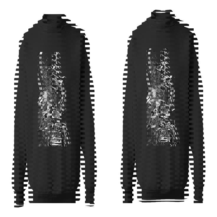 Guitarra Eléctrica Blanco Y Negro Diseño Arte Rock Blues Metal Camisa de entrenamiento