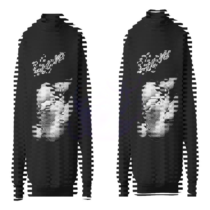 Hug Me ベルーガ アートデザイン 可愛い おしゃれ 動物 シロイルカ シロクジラ スウェットシャツ