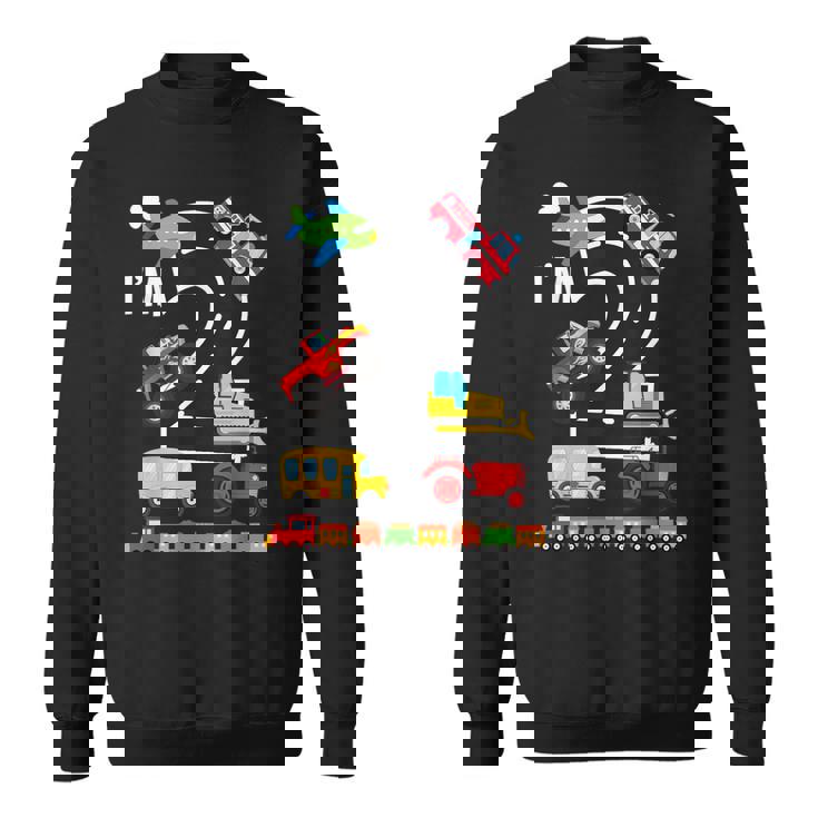 I'm 2 2歳の誕生日 トラック 乗り物 交通機関車 スウェットシャツ