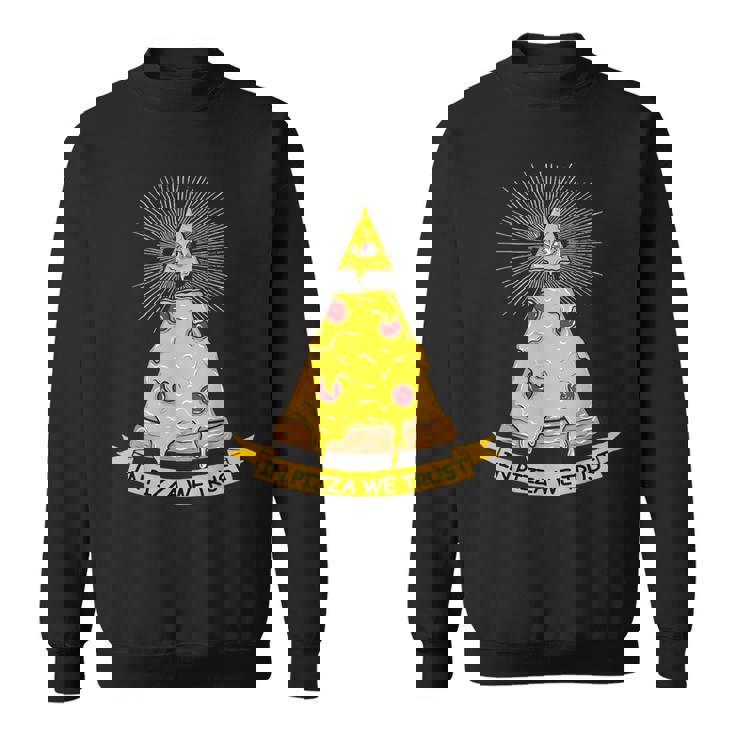 In Pizza We Trust イルミナティピザ スウェットシャツ